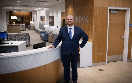 Dr. Brinson pictured in the Schneck Professional Building Lobby