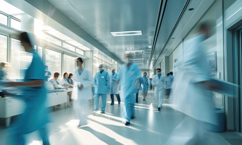 long exposure shot of busy emergency room