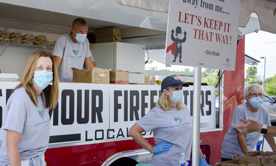 Food truck serving health workers