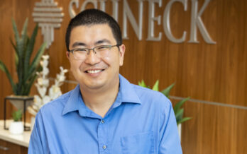 Doctor Yulong Chen is pictured in the Schneck Professional Building lobby