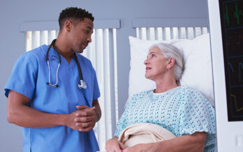 Nurse talking with patient