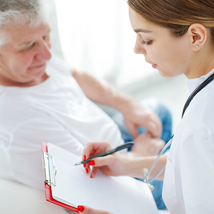 provider showing man a chart