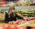 Woman wearing a mask at the grocery store as she chooses produce