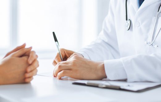 Physician and patient discuss healthcare options