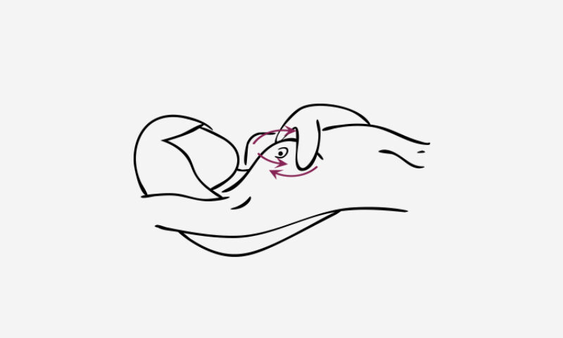 Diagram of woman lying down with arms back